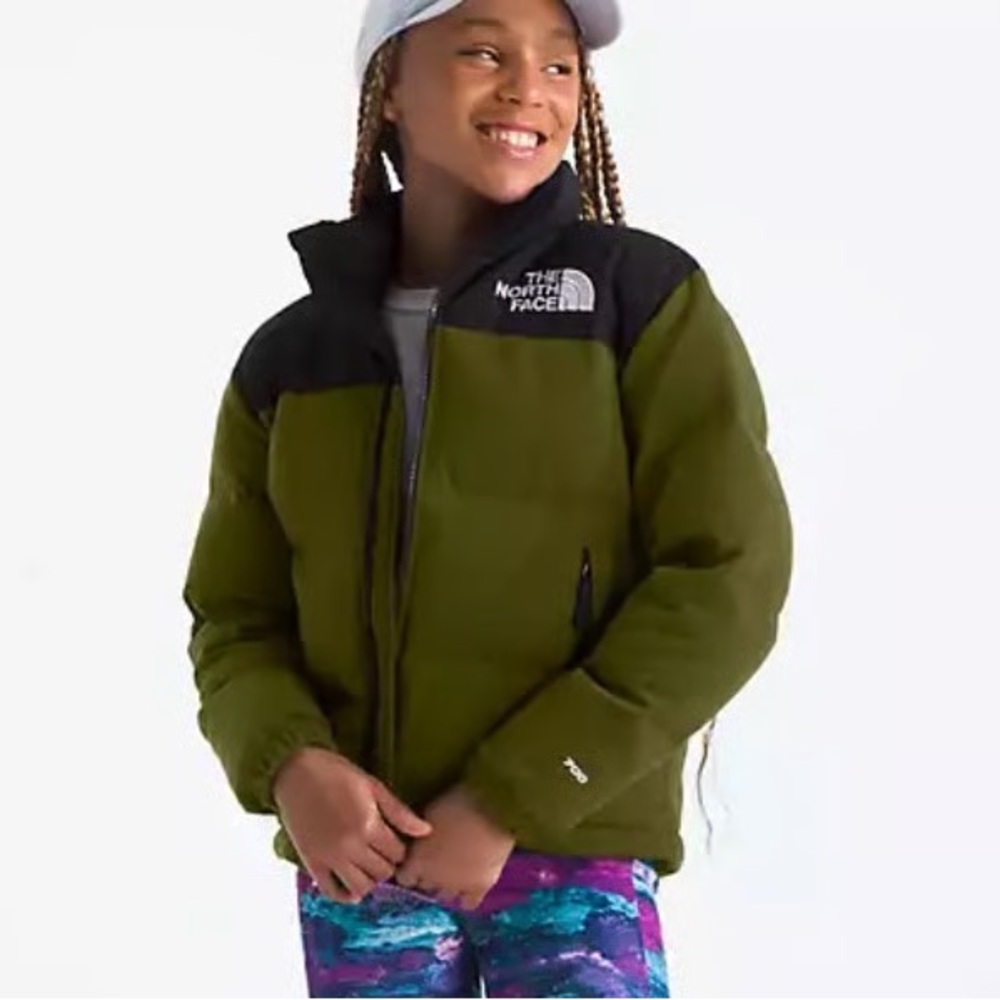 The North Face Teens 1996 Retro Nuptse Jacket Black Forest Green Teen 10 Kids - Picture 3 of 16